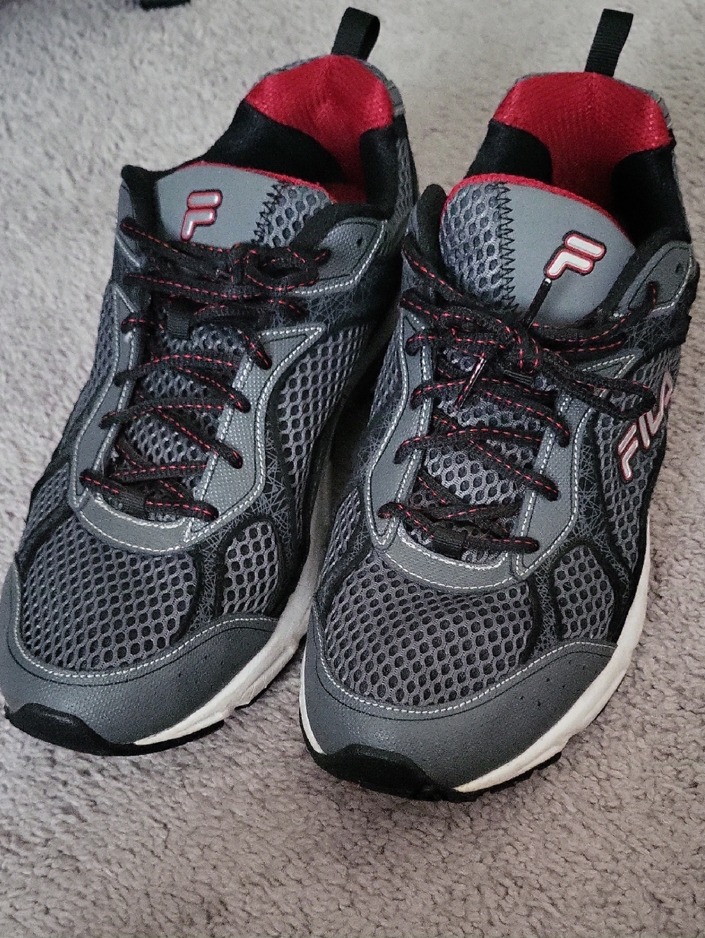 Fila Men's Grey and Red Athletic Running Sneakers